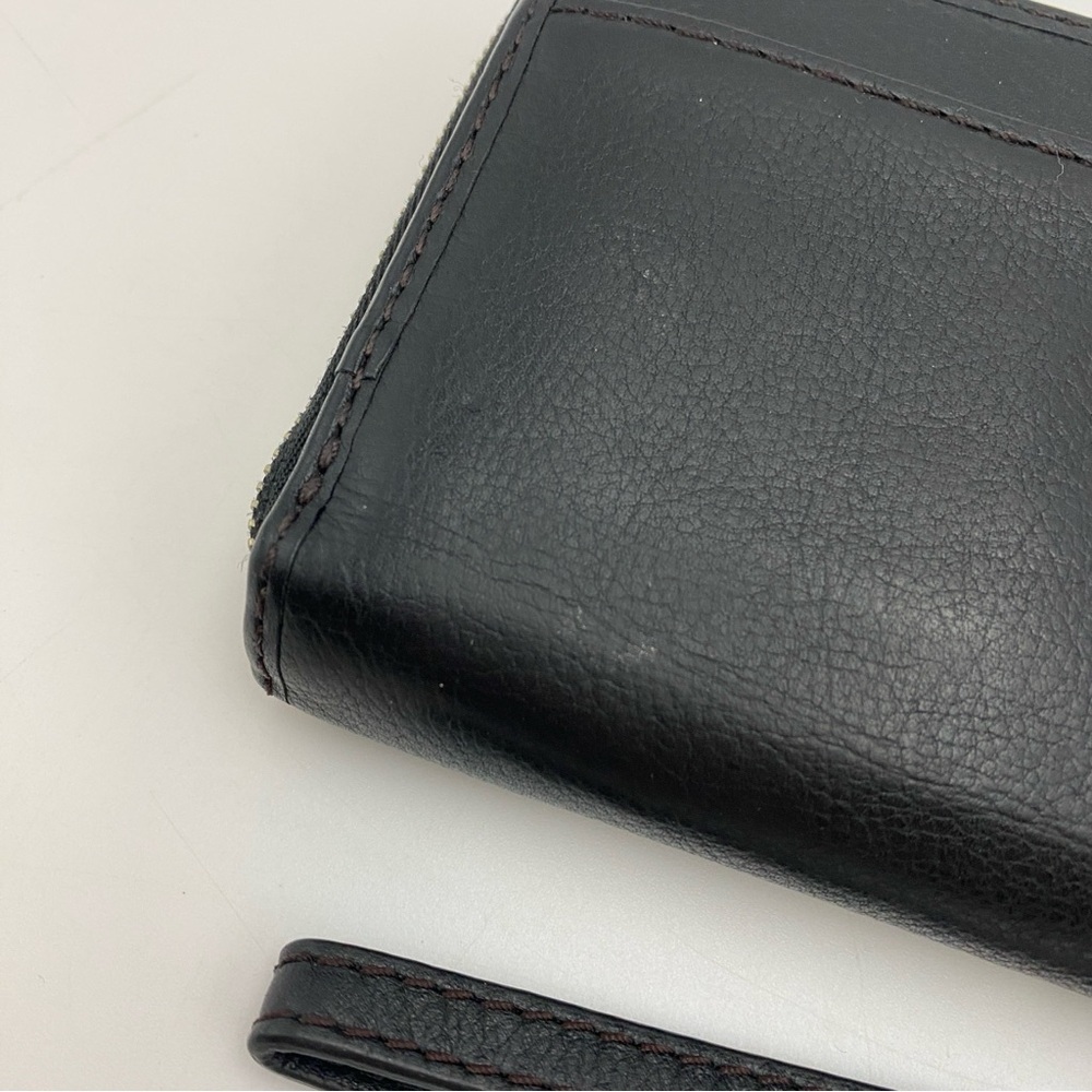 FOSSIL Black Cowhide Leather Clutch Wallet Keyhole Zip Around 8"x4.25" - Picture 8 of 9